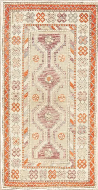 Muted Anatolian Turkish Handmade Oriental Area Rug Geometric Antique Style 3x5
