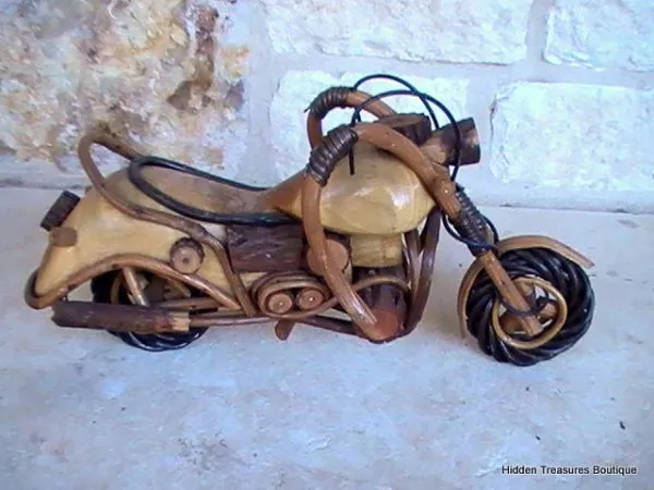 Custom Detailed Handcrafted Wooden Art Model Harley Davidson Motorcycle