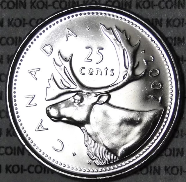 BU UNC Canada 2007 quarter 25 cent 25c regular caribou coin from mint roll