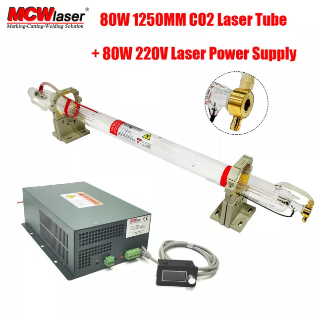 80W/90W 1250mm CO2 Laser Tube & 110V PSU Laser Power Supply For Laser Engraver