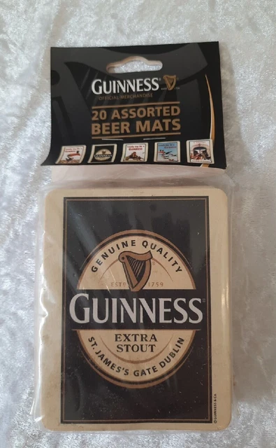 Set of 20 Assorted Guinness Beer Mats 4 Each Of 5 Designs NEW and SEALED.