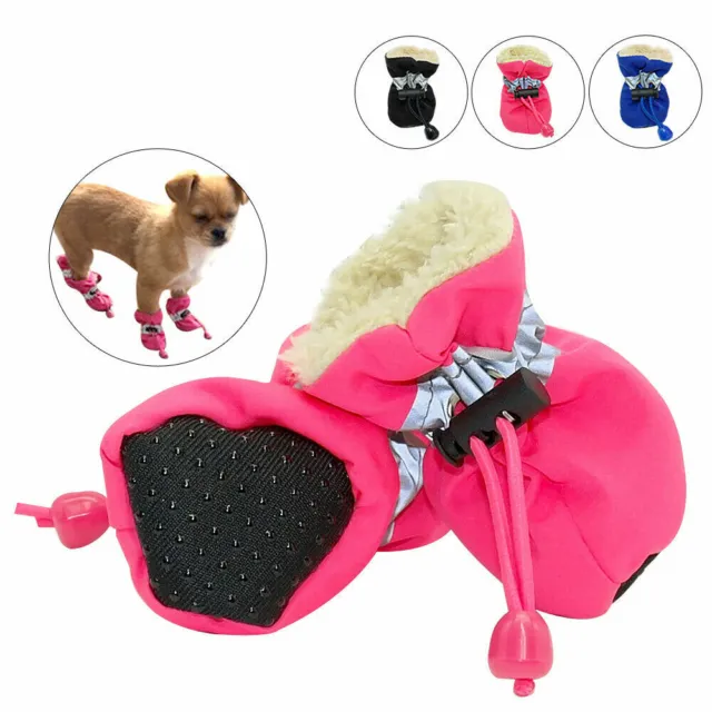 Anti Slip Dog Shoes Waterproof for Cold Weather Warm Padded Reflective Boots