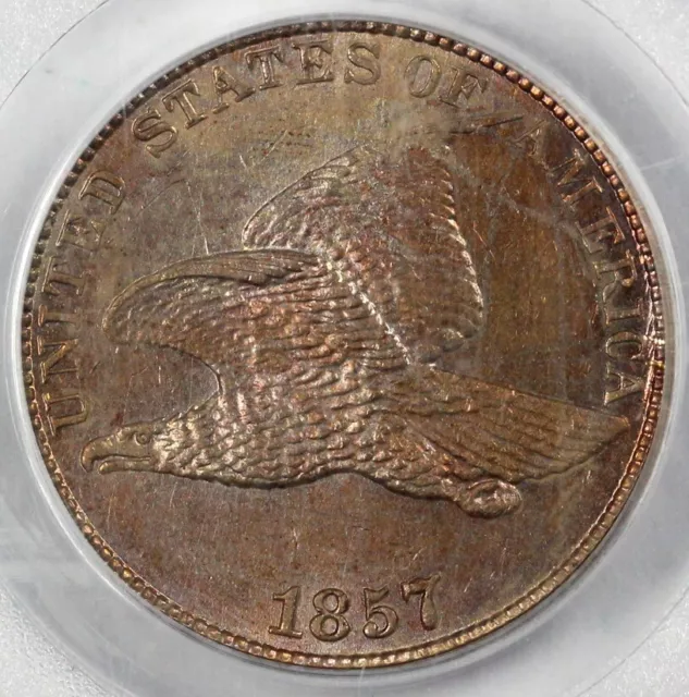 1857 1c Flying Eagle Cent PCGS MS 62 *Eagle Eye Photo Seal*