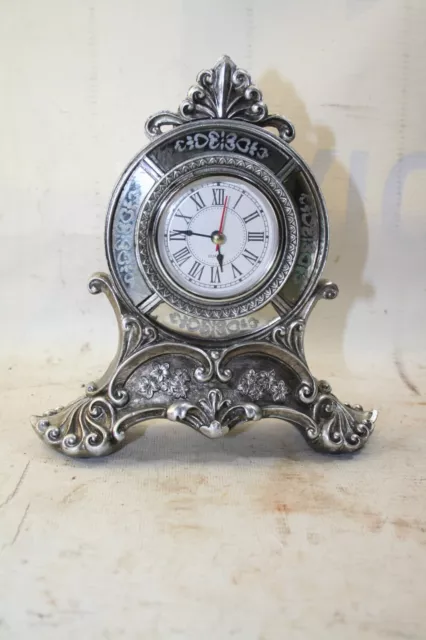 Vintage Aluminium Mantel Clock Spares Or Repair 8" High