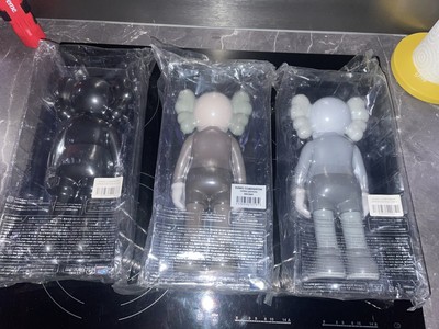 3 fine art toys kaws medicom companion open up edition nine new brown, grey, black moma v