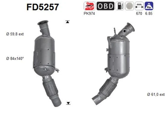 Filtro antiparticolato DPF filtro antiparticolato diesel AS FD5257 cordierite per BMW X1 E84