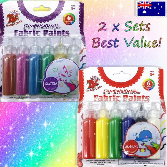 Fabric Paint Textile Paints Non Toxic Dimensional Children's Paint. Best Value!