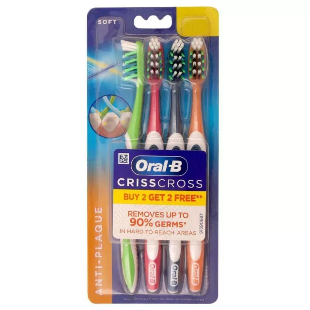 Oral B Pro Criss Cross Anti Plaque Soft Toothbrush (4er Pack) – Kostenloser...