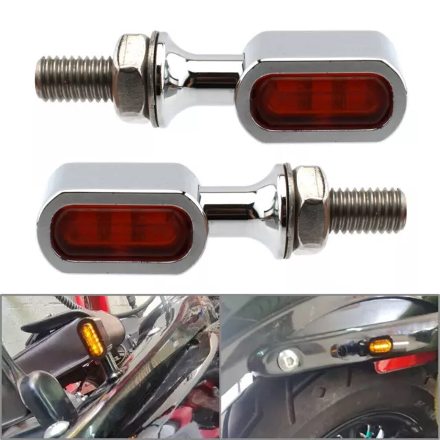 Mini LED Turn Signal Light  Indicator Blinker For Harley Cafe Racer Amber Lens