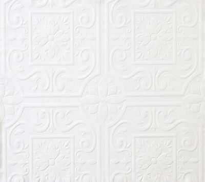 Medium Ceiling Tile Raised White Textured Paintable Wallpaper 497-59001 /FD59001