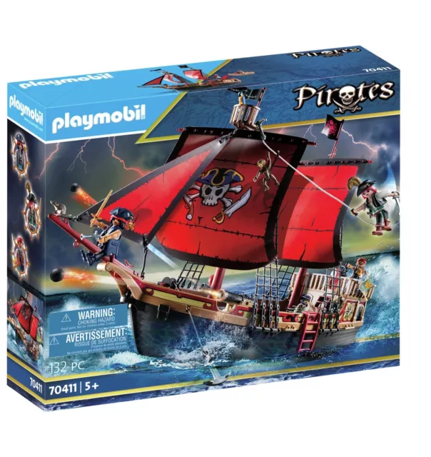 Playmobil Pirates Large Floating Pirate Ship with Cannon 132pc | 70411