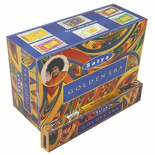 Satya Sai Baba Golden Era Incense Sticks Agarbatti 180 Grams Box 12 Pack