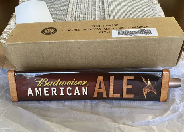 Brand New in Box Budweiser American Ale Eagle 3-Sided Beer Wood Tap Handle 12"