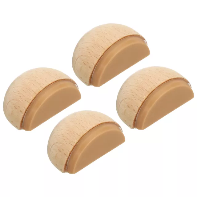 4 Pcs Door Stoppers, Door Stop Doorstop Wooden Wedge Self Adhesive Semicircle