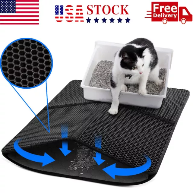 Plus Large Pet Cat Litter Mat Double Layer Pet Litter Box Mat Non-slip Sand Pad