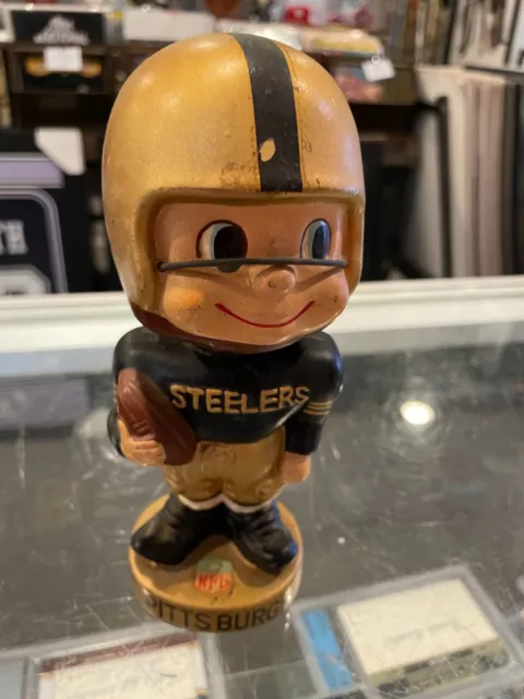 1960'S Pittsburgh Steelers Rare Gold Base Bobble Bobbing Head Doll Ex/Mt