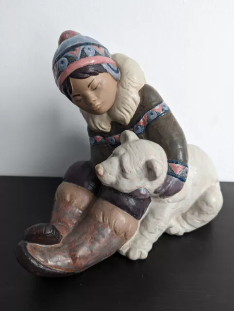 Lladro Figur "Eskimo mit Eisbär" Inuit Junge mit Eisbär - 1. Wahl - TOP Zustand!