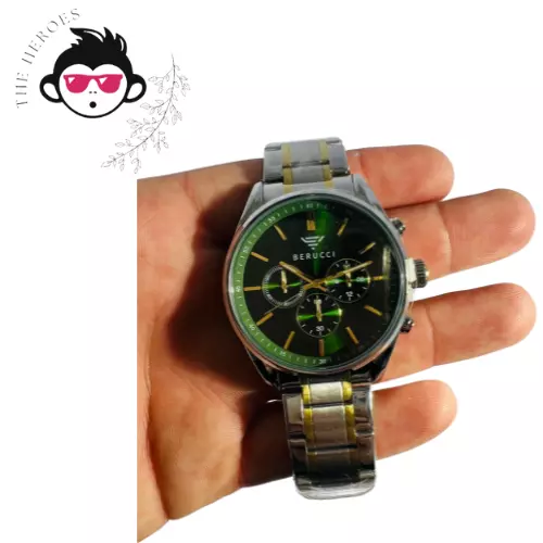 Watch Vintage Chronograph Mens Wrist Auto Automatic Stainless Steel Berucci