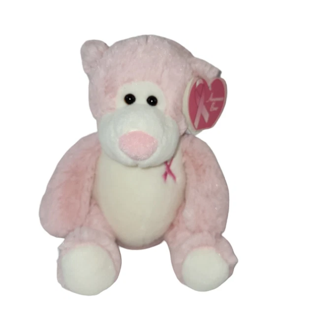 PEOPLE PALS BREAST Cancer Awareness Ribbon Pink Bear Plush Stuffed
