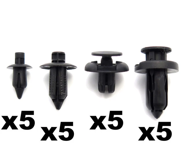 20 PIECE PLASTIC Rivet Fasteners Kit- 4 Common Sizes of Trim Clip For ...