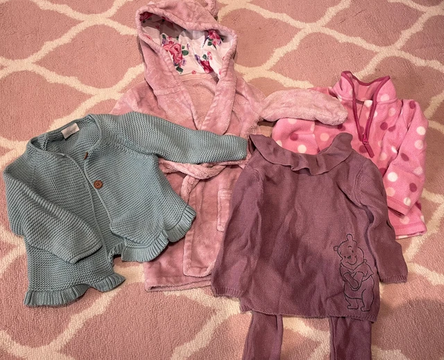 Pacchetto Vestiti Bambina Bambina Età 9-12 Mesi Successivi Ecc Cardigan Pile