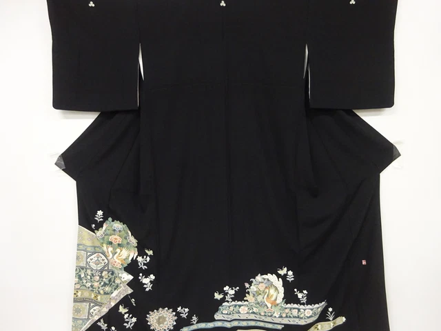 6772546: Japanese Kimono / Vintage Tomesode / Kinsai / Floral Sarasa / Artist Wo