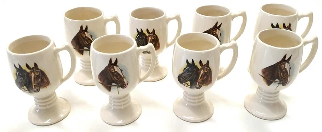 Vintage Horse Equine Coffee Mug Mugs Tea Pottery Ceramic Pedestal Collectible