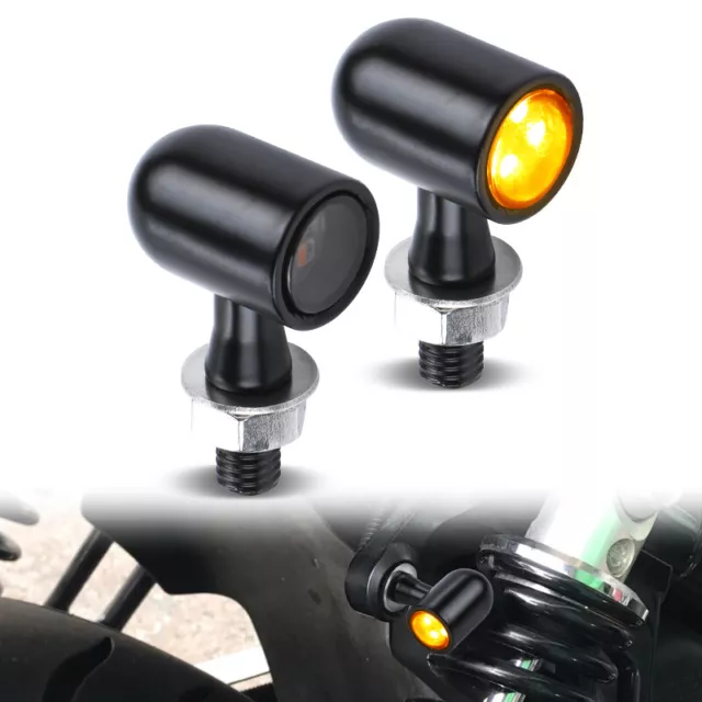 2X Mini Motorcycle LED Turn Signal Amber Indicators Blinker Universal Light Lamp