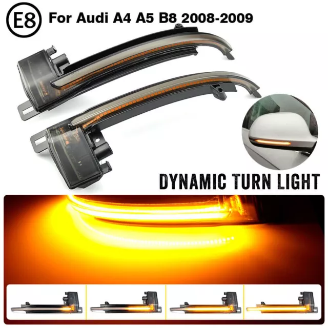 For Audi A3 8P A4 B8 A5 Smoked Dynamic Wing Mirror Indicator Turn Signal Light