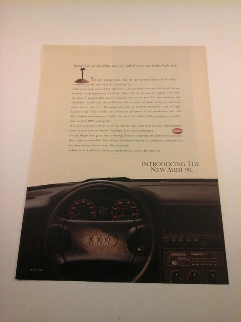 Vtg 1987-1988 Car Print Ad - '88 AUDI - INTRODUCING THE NEW AUDI 90 (INTERIOR)