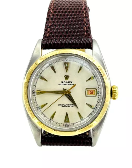1953 Rolex Bubbleback 14K bezel Gold Stainless Steel Watch Ref. 6105 1953 Rolex Bubbleback 14K bezel Gold Stainless Steel Watch Ref. 6105
