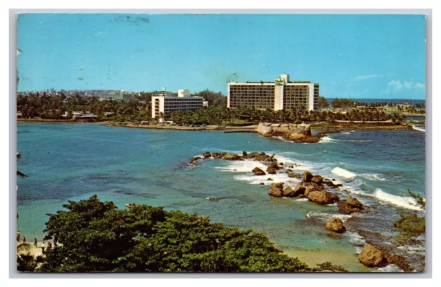 San Juan PR Puerto Rico The Caribe Hilton Hotel Chrome Postcard Posted