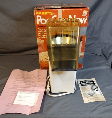 Vtg 1978 Presto Popcorn Now Hot Air Continuous Corn Popper 04810 Works w/ Manual