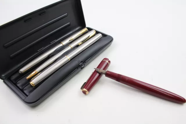 Parker Assorted Pens Writing Vintage 14k Gold Nib Sonnet Slimfold Fountain  x 4