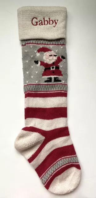 Pottery Barn Kids Natural Fair Isle Christmas Stocking *Gabby* New Santa Red