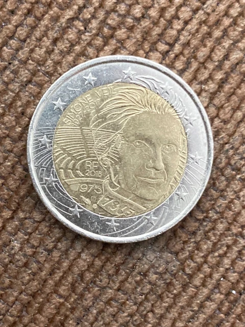 Pièce de 2 euros Rare Simone Veil 1927-2017 RF 2018   Commémorative  (Bon état)