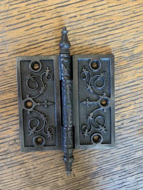 Antique Decorative Cast Iron Steeple Tip Door Hinge - 4½" x 4½"