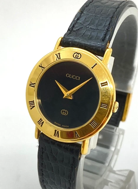 VINTAGE GUCCI 3000L Quartz ref.593120 Gold Plated Roman NumeraL