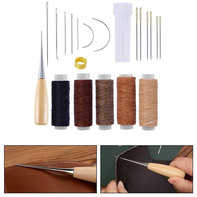 Ensemble d'outils artisanaux en cuir polyvalent aiguilles à dé à coudre chaus