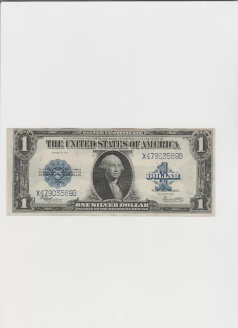 1923 $1 One Dollar Silver Certificate Note Horse Blanket Large Size Banknote.