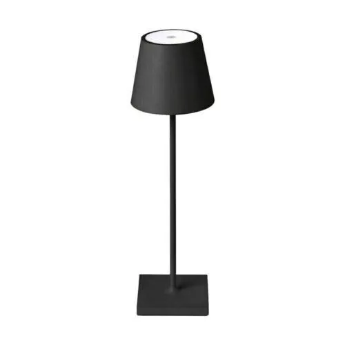 Lampada Da Tavolo Led Ricaricabile  Poldina Touch Dimmer Nera 3 Tonalita'  Luce
