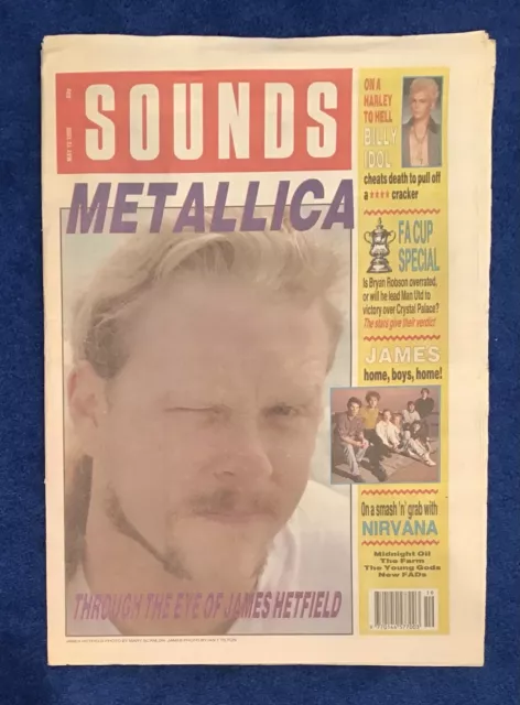 Nirvana Sounds Newspaper 1990 Kurt Cobain Metallica James Hetfield Teen Spirit