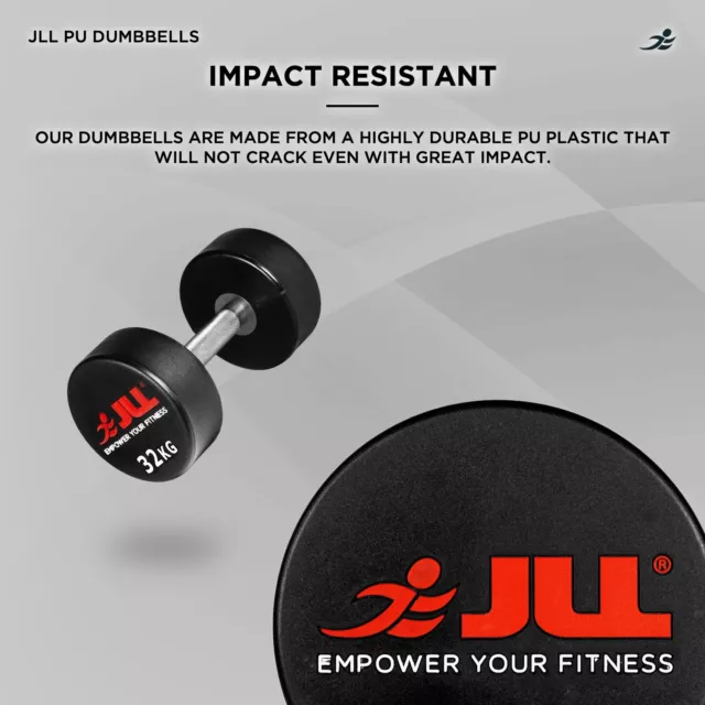 JLL® PU Dumbbells 4kg-32kg, Sold in Pairs, Heavy Duty, Commercial Grade 2