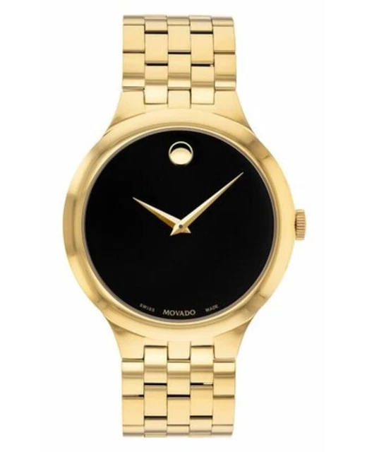New Movado Veturi Black Museum Dial Two-Tone Men's Watch 607417