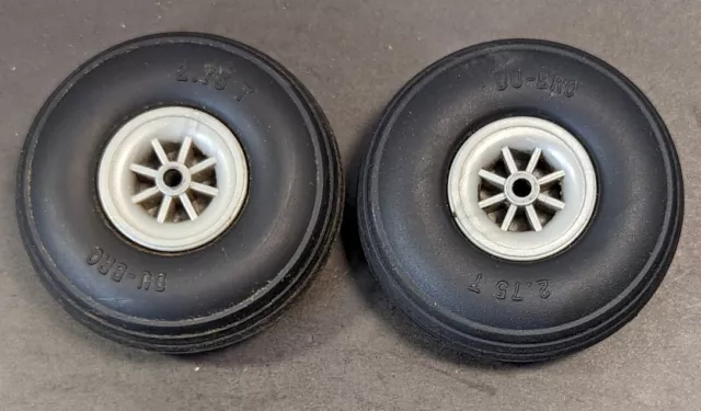 Lot of 2 Used Du-Bro 2.75 T Wheels and Tires