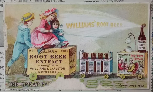 1892 - Antique - Williams' Root Beer - Victorian Trade Card