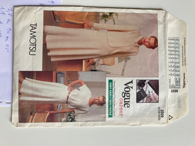 Patron De Couture Vogue Années 1930 Robe B34 - Modèle 1834, Pièces Non Découpées