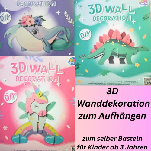 3D Wanddekoration-DIY 3D-Kunstwerk Einhorn Wal Dinosaurier zum Bastelset  DIY