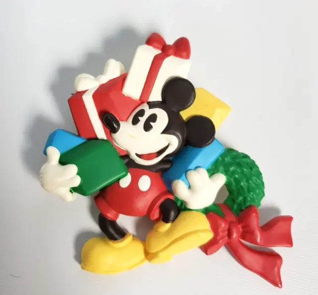 DISNEY Mickey Mouse Christmas Holiday Plastic Lapel PIN Gifts Brooch Hallmark