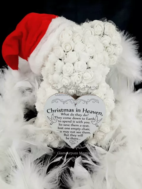 Orsacchiotto Natale in Cielo rosa memoriale sul lato della tomba tributo papà nan figlio mamma
